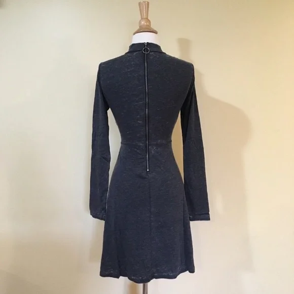 Twist Front Cut Out Long Sleeve Soft Knit Dress Charcoal Grey - Picture 7 of 7